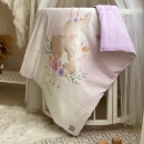 Set lenjerie pentru Patut Bebe din 6 piese Iepuras mov (14)
